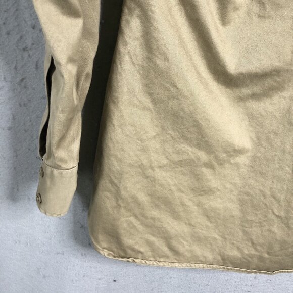Vintage WWII Uniform Shirt Mens XS Khaki Long Sleeve Red Four Leaf Clover Patch - Picture 15 of 16